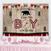 Lofaris A Sweet Boy Is On The Way Wooden Baby Shower Backdrop
